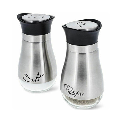 Skorter | and Pepper Shakers Stainless Steel Glass Set BPA Free, 4oz