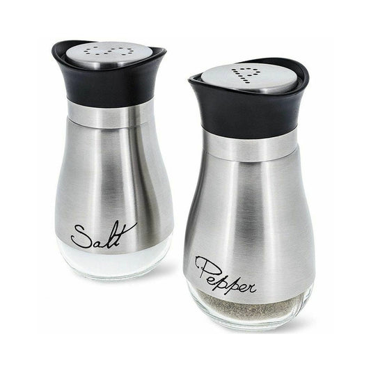 Skorter | and Pepper Shakers Stainless Steel Glass Set BPA Free, 4oz