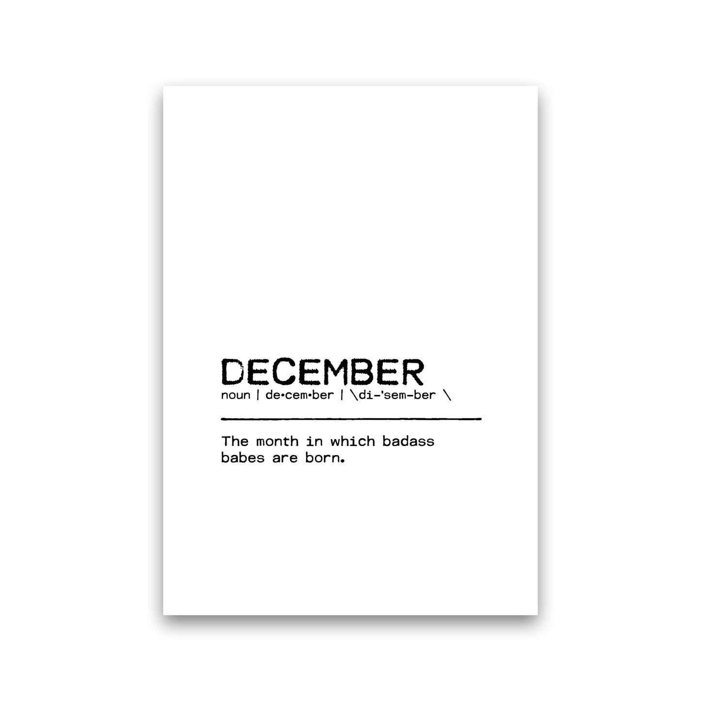 Skorter | December Badass Definition Quote Print By Orara Studio