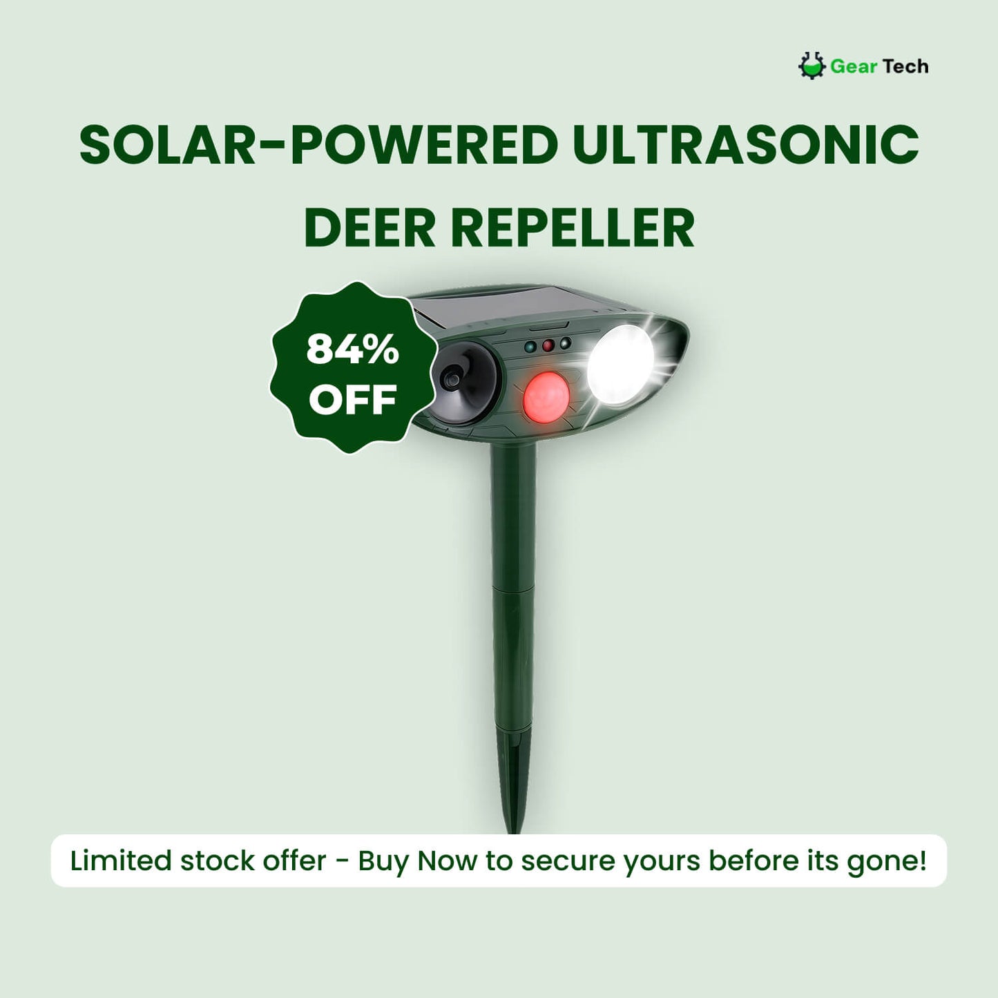 Skorter | Solar-Powered Ultrasonic Deer Repeller - Effective Deer Deterrent for Gardens & Yards in 48 Hours