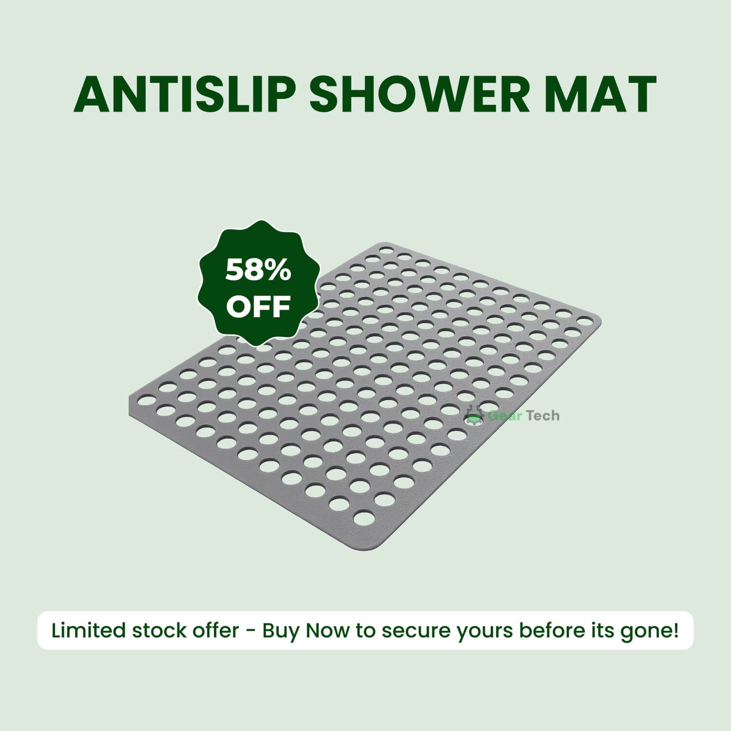 Skorter | Antislip Shower Mat | Hygienic, Mold Resistant & Comfortable for Safe Bathroom Use