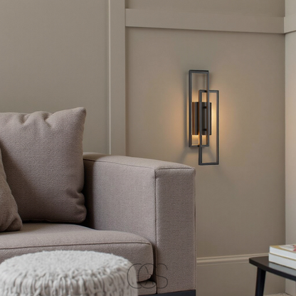 Skorter | Modern Geometric LED Wall Light – Rectangle Design with Remote Dimming (Black or Copper Finish)