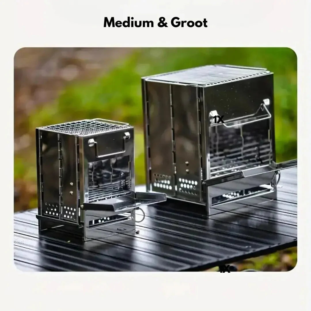 Skorter | Foldable stainless steel wood stove – Portable camping cooker for outdoor cooking
