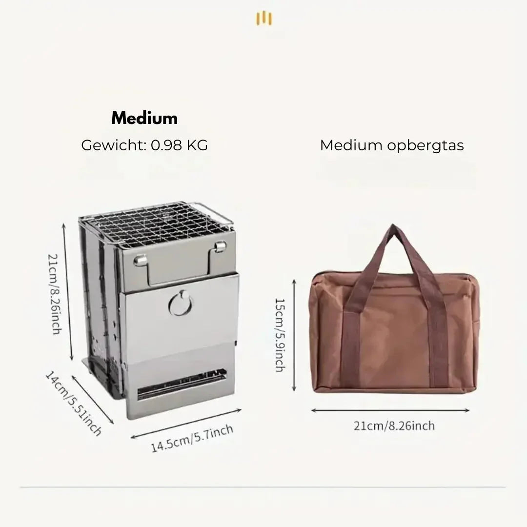 Skorter | Foldable stainless steel wood stove – Portable camping cooker for outdoor cooking