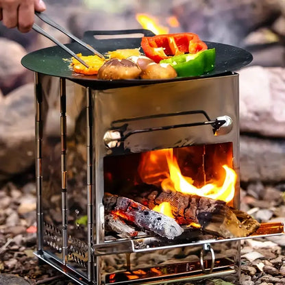 Skorter | FirePower Compact – Foldable Stainless Steel Wood Stove for Outdoor Activities