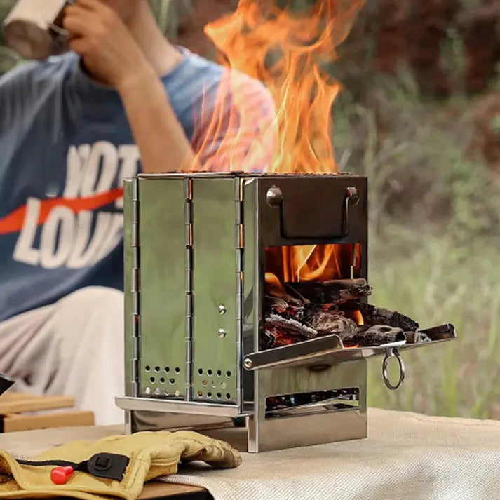 Skorter | FirePower Compact – Foldable Stainless Steel Wood Stove for Outdoor Activities