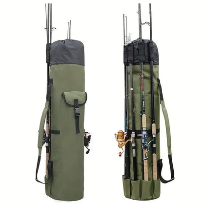 Skorter | Fishing Rod Carry Bag – Foldable, Lightweight & Durable Storage with 5-Rod Capacity (Army Green)