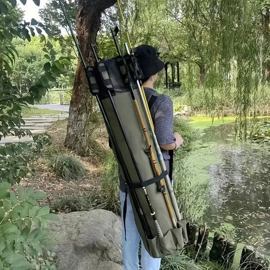 Skorter | Fishing Rod Carry Bag – Foldable, Lightweight & Durable Storage with 5-Rod Capacity (Army Green)