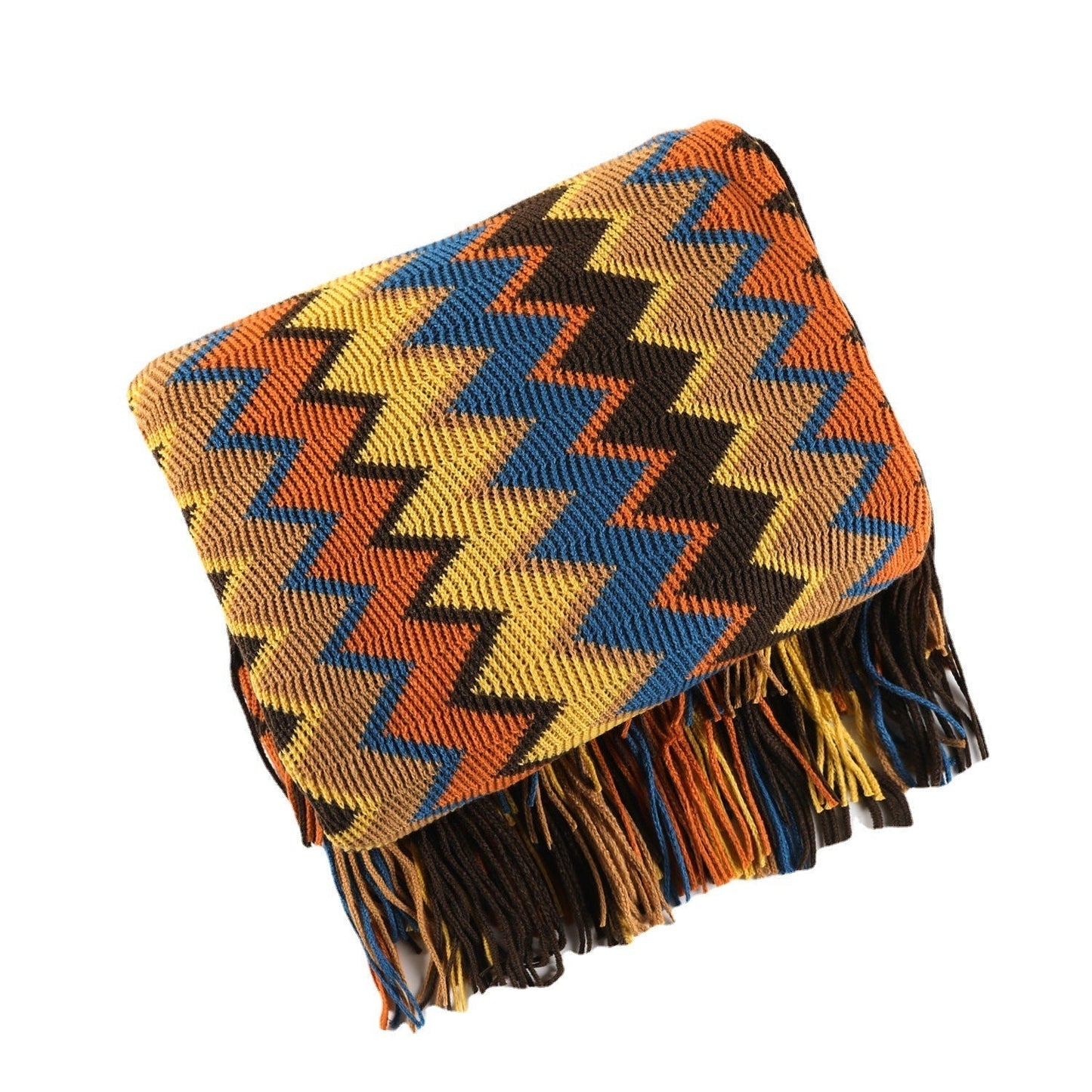 Skorter | Boho Chevron Duvet Cover – Handwoven – With Fringes – Warm Earth Tones