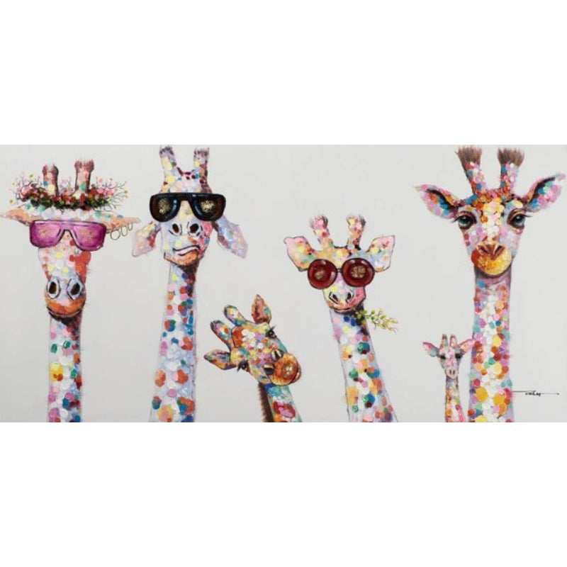 Skorter | Cartoon Giraffes - Canvas Wall Art Painting