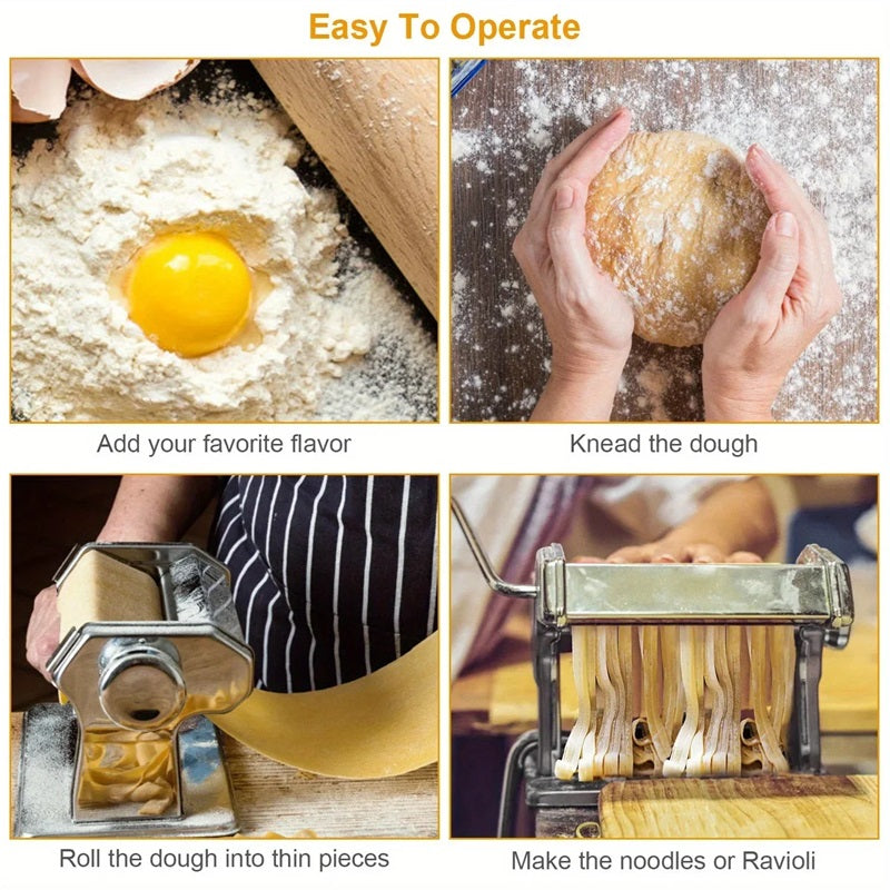 Skorter | Compact Stainless Steel Pasta Maker with 6 Adjustable Thickness Levels