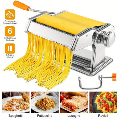 Skorter | Compact Stainless Steel Pasta Maker with 6 Adjustable Thickness Levels