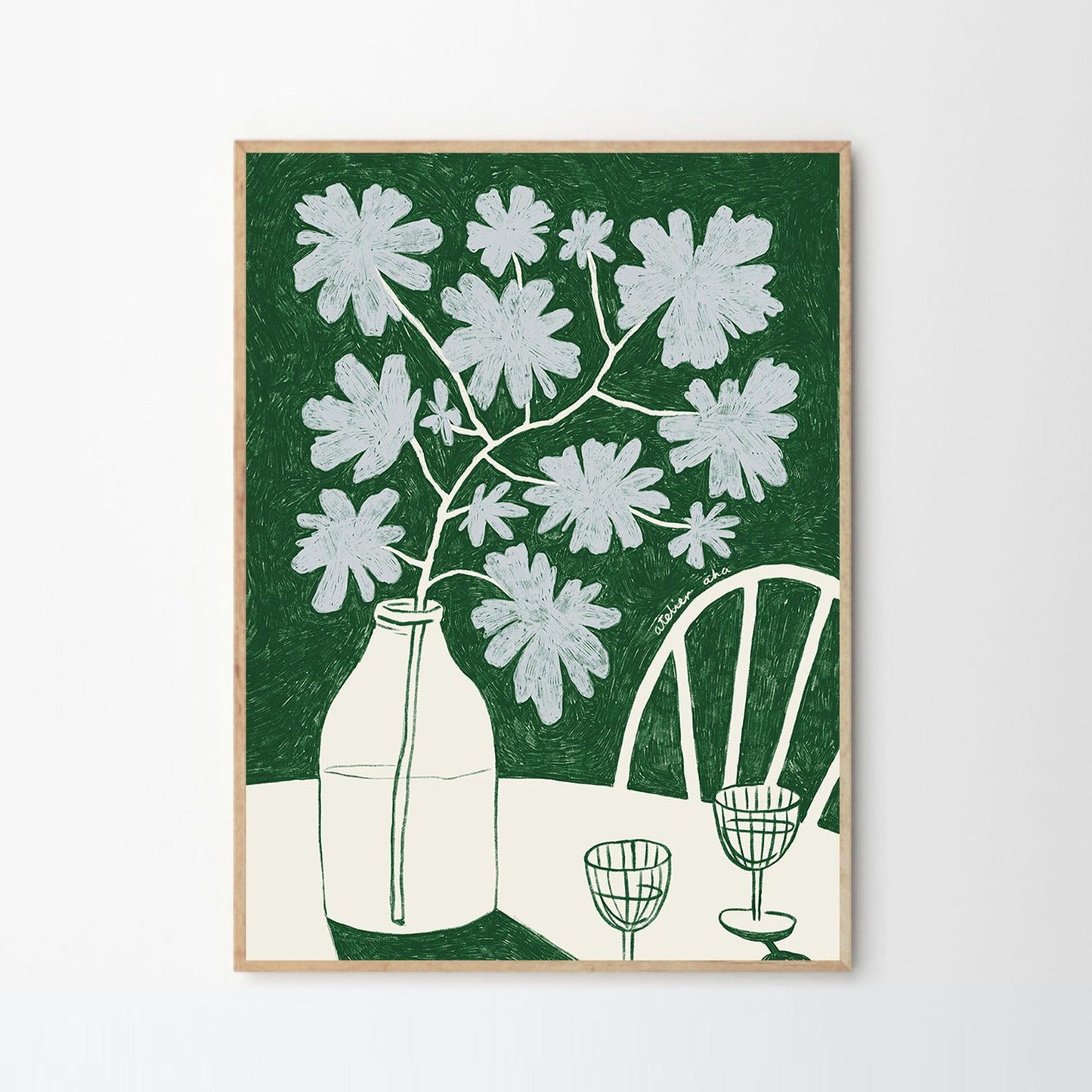 Skorter | Blue Flowers & Red Wine Print 50Cm x 70Cm