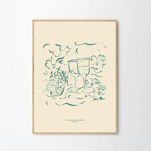 Skorter | Cheese and Wine Print 50Cm x 70Cm