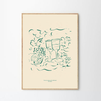 Skorter | Cheese and Wine Print 30Cm x 40Cm