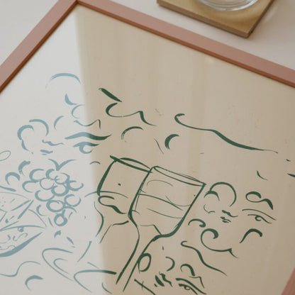 Skorter | Cheese and Wine Print 50Cm x 70Cm