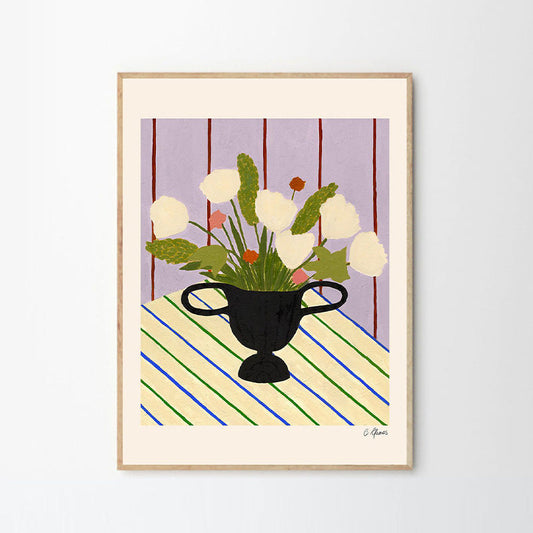 Skorter | Flowers on striped fabric print 21Cm x 29.7Cm (A4)
