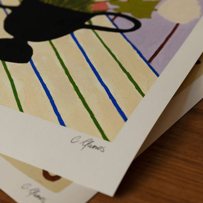 Skorter | Flowers on striped fabric print 40Cm x 50Cm