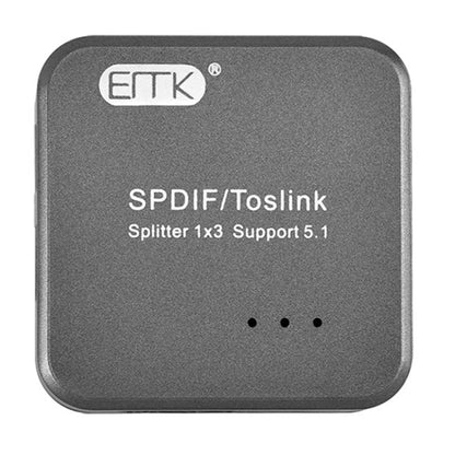 Skorter | EMK 1 Input 3 Output Digital Optical Audio SPDIF Toslink Splitter Adapter (Silver Gray)