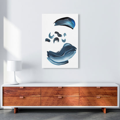 Skorter | Dark Blue and Gray Abstract Brushstrokes Modern Print