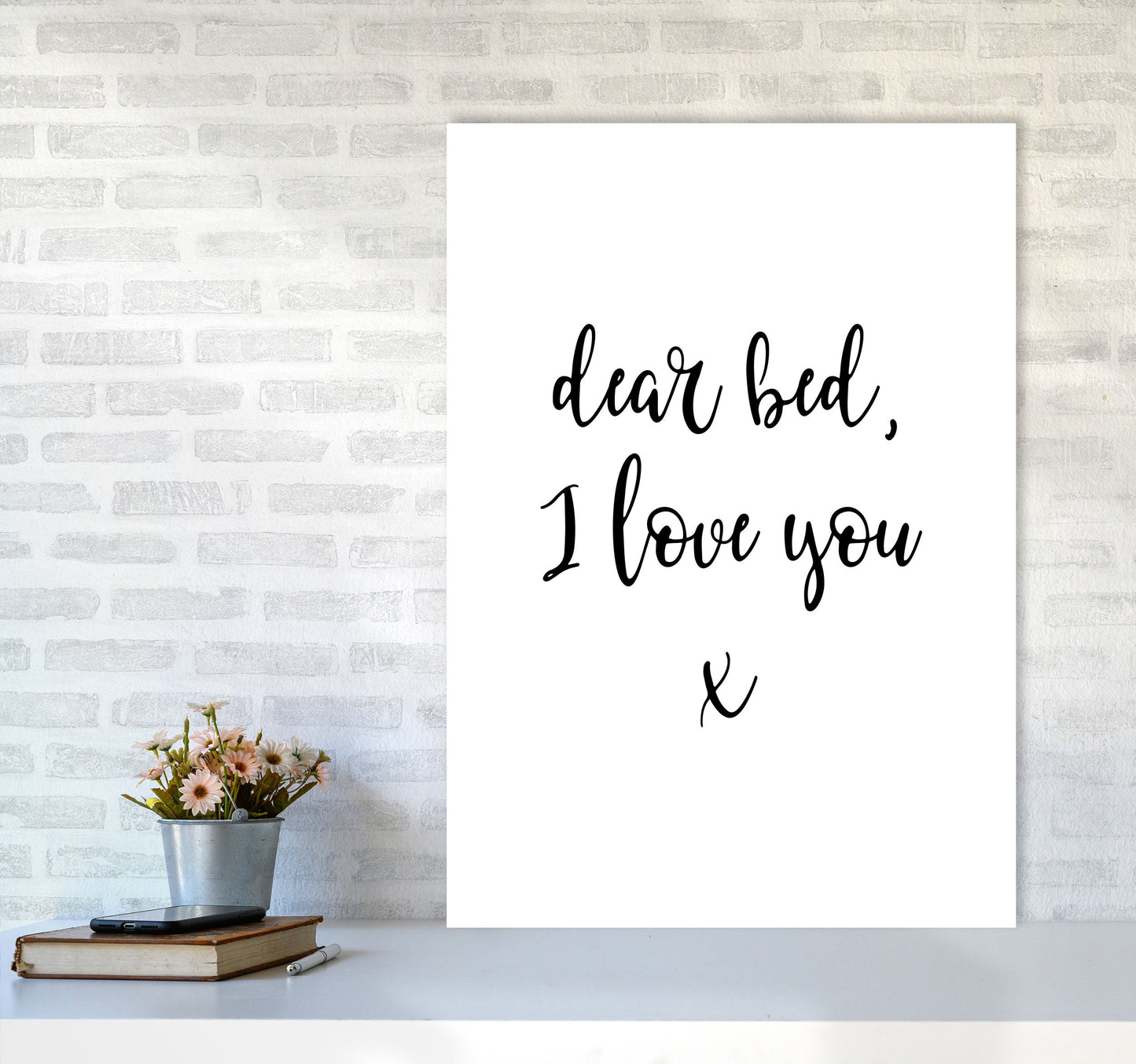 Skorter | Dear bed, I love you Framed typography wall art print