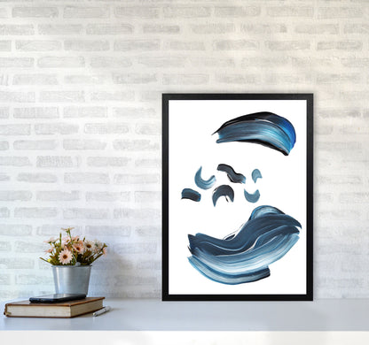 Skorter | Dark Blue and Gray Abstract Brushstrokes Modern Print