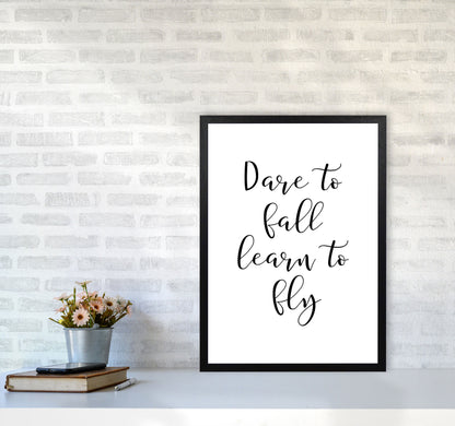 Skorter | Dare To Fall Dream To Fly Framed Typography Wall Art Print