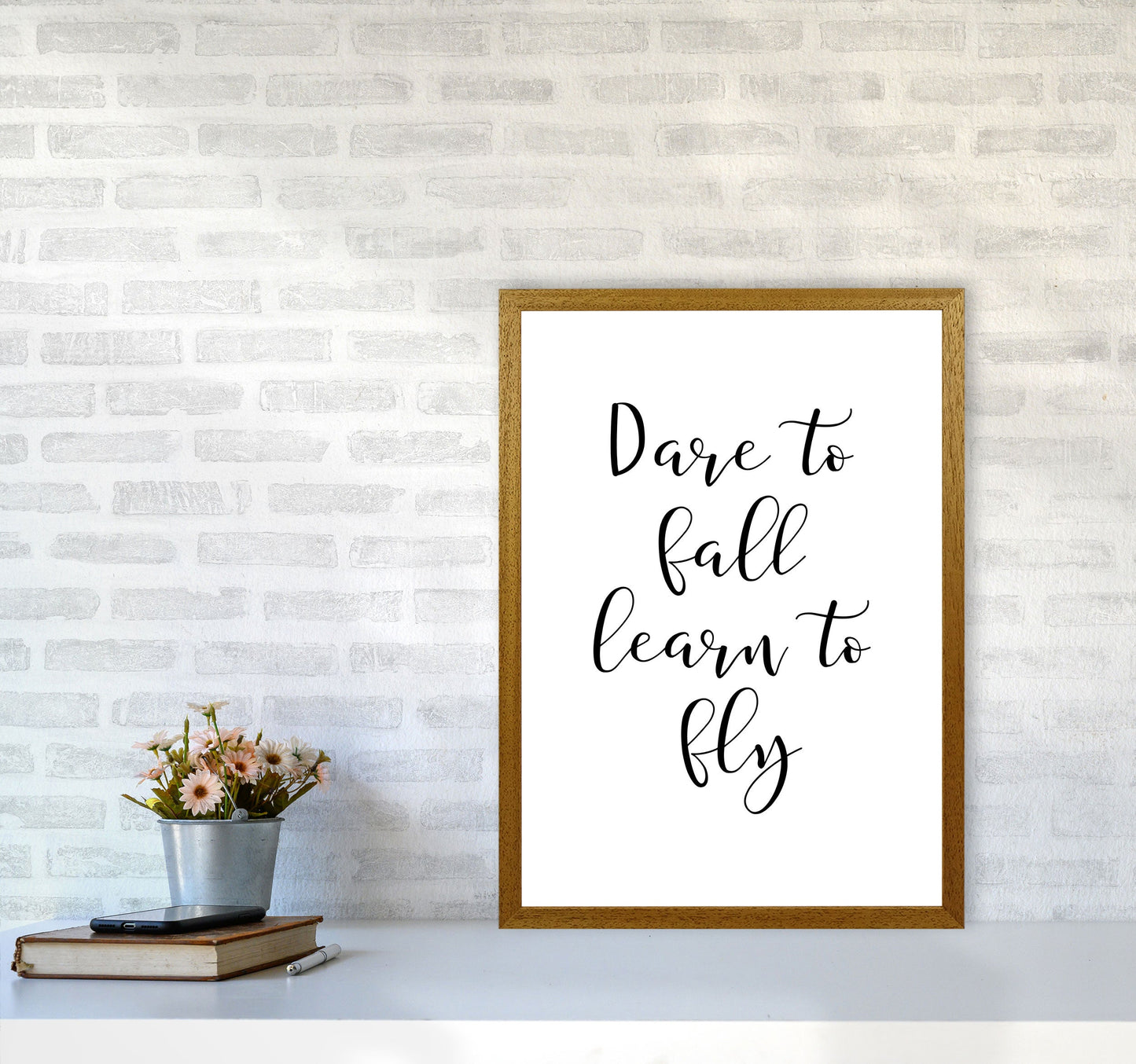 Skorter | Dare To Fall Dream To Fly Framed Typography Wall Art Print