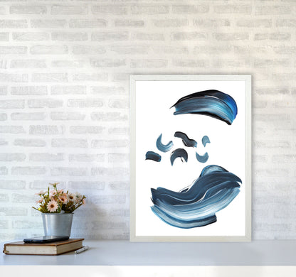 Skorter | Dark Blue and Gray Abstract Brushstrokes Modern Print