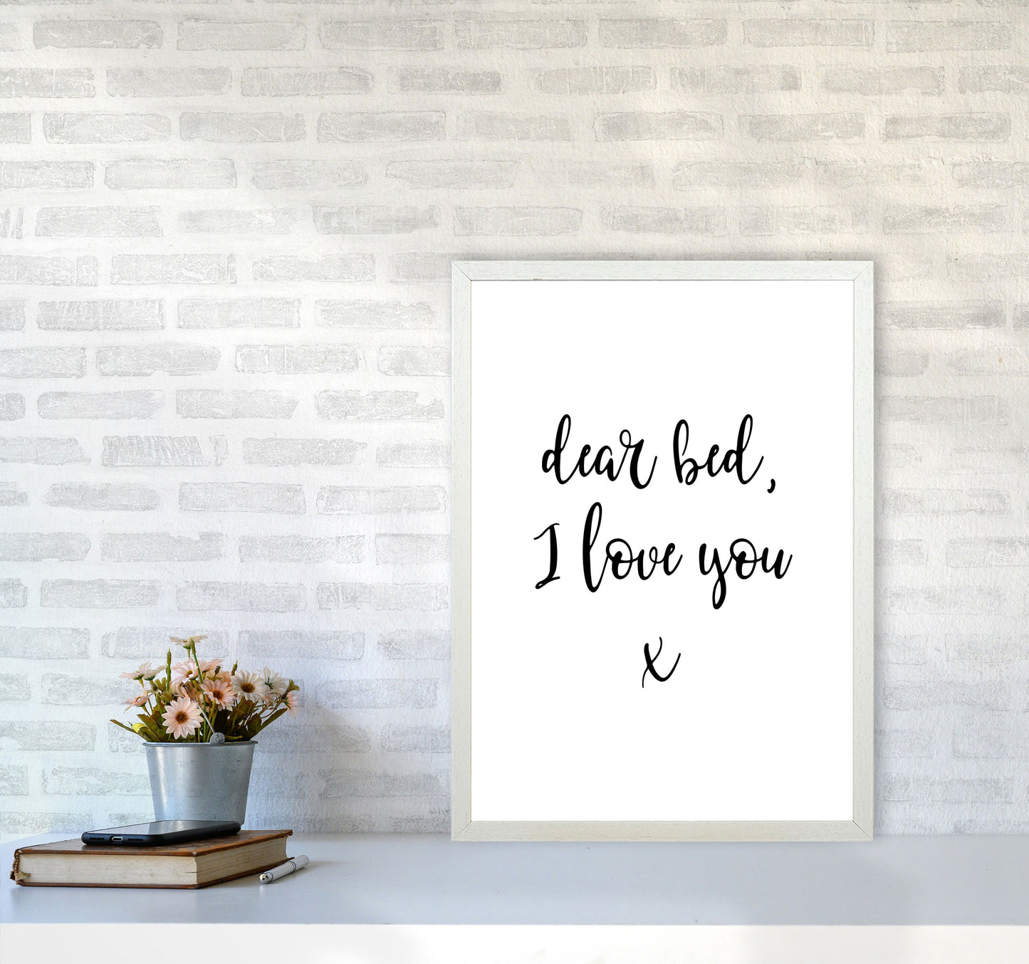 Skorter | Dear bed, I love you Framed typography wall art print