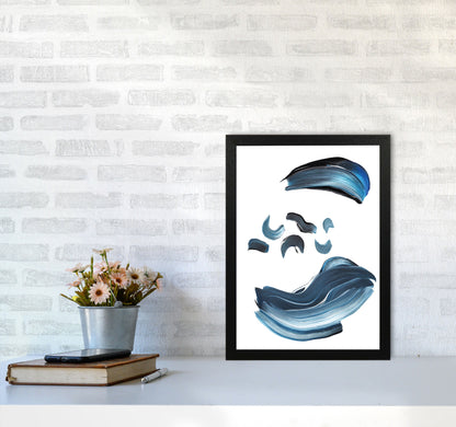 Skorter | Dark Blue and Gray Abstract Brushstrokes Modern Print