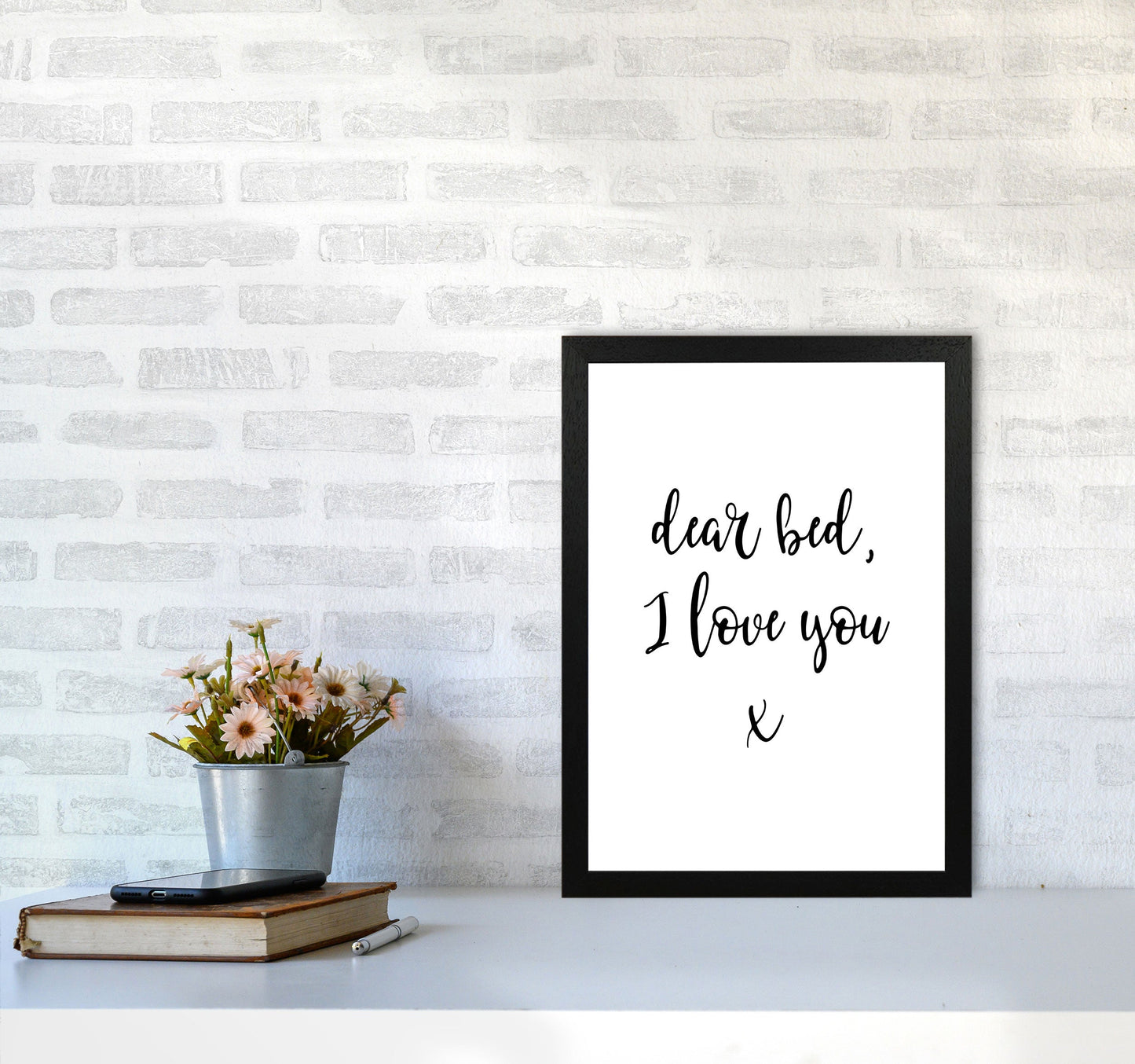 Skorter | Dear bed, I love you Framed typography wall art print