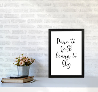 Skorter | Dare To Fall Dream To Fly Framed Typography Wall Art Print