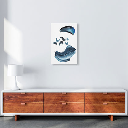 Skorter | Dark Blue and Gray Abstract Brushstrokes Modern Print