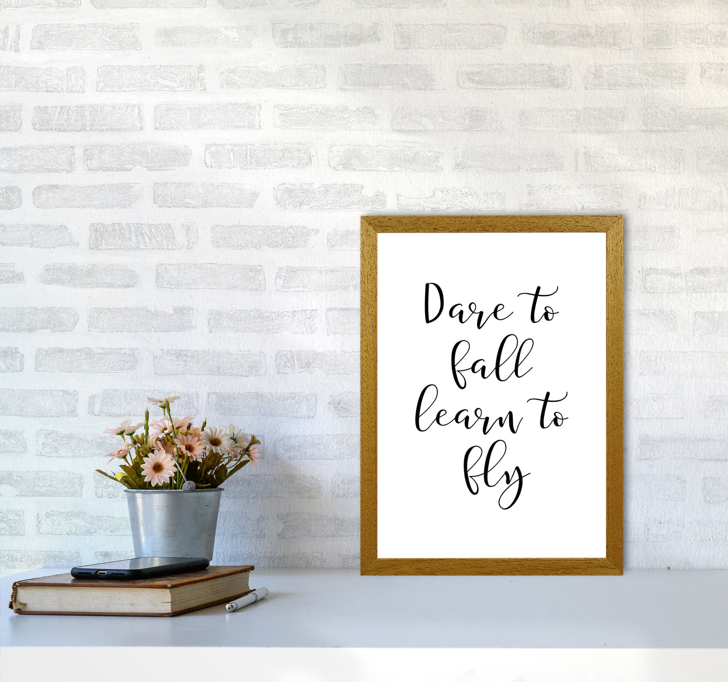 Skorter | Dare To Fall Dream To Fly Framed Typography Wall Art Print