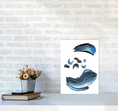 Skorter | Dark Blue and Gray Abstract Brushstrokes Modern Print