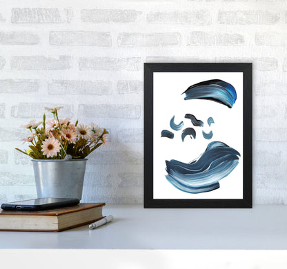 Skorter | Dark Blue and Gray Abstract Brushstrokes Modern Print