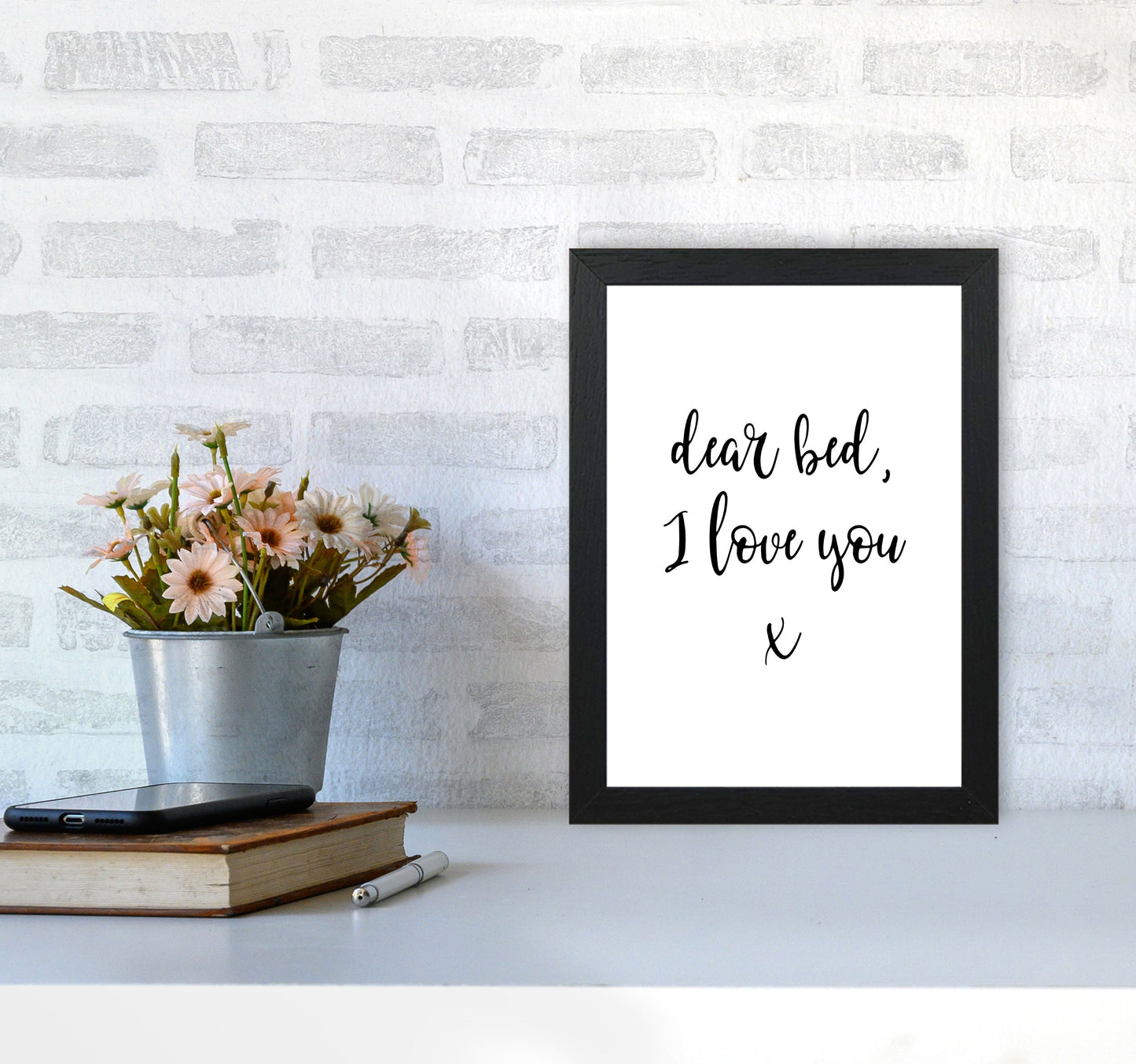 Skorter | Dear bed, I love you Framed typography wall art print