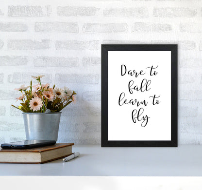 Skorter | Dare To Fall Dream To Fly Framed Typography Wall Art Print