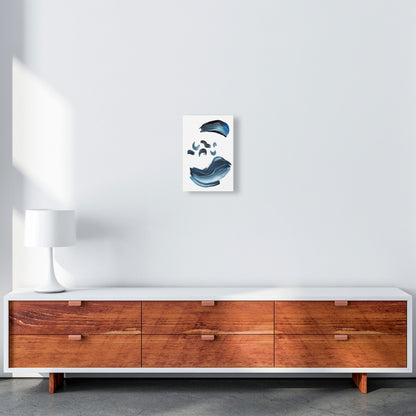 Skorter | Dark Blue and Gray Abstract Brushstrokes Modern Print