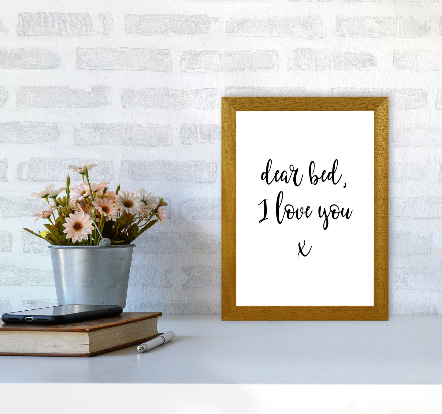 Skorter | Dear bed, I love you Framed typography wall art print