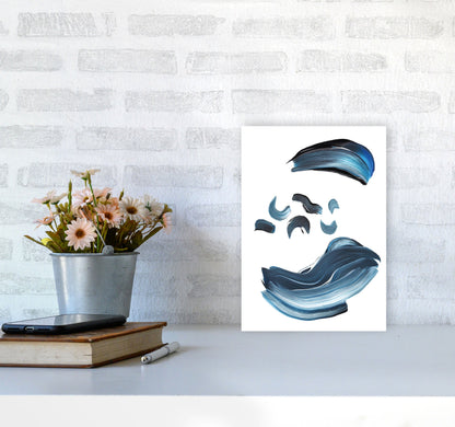 Skorter | Dark Blue and Gray Abstract Brushstrokes Modern Print