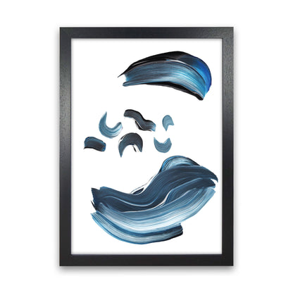 Skorter | Dark Blue and Gray Abstract Brushstrokes Modern Print