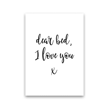 Skorter | Dear bed, I love you Framed typography wall art print