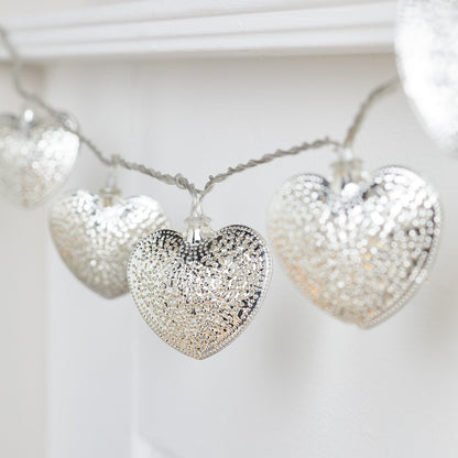 Skorter | 20 Metal Hearts String Lights Silver