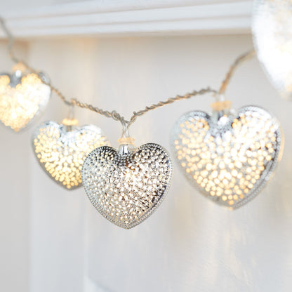 Skorter | 20 Metal Hearts String Lights Silver