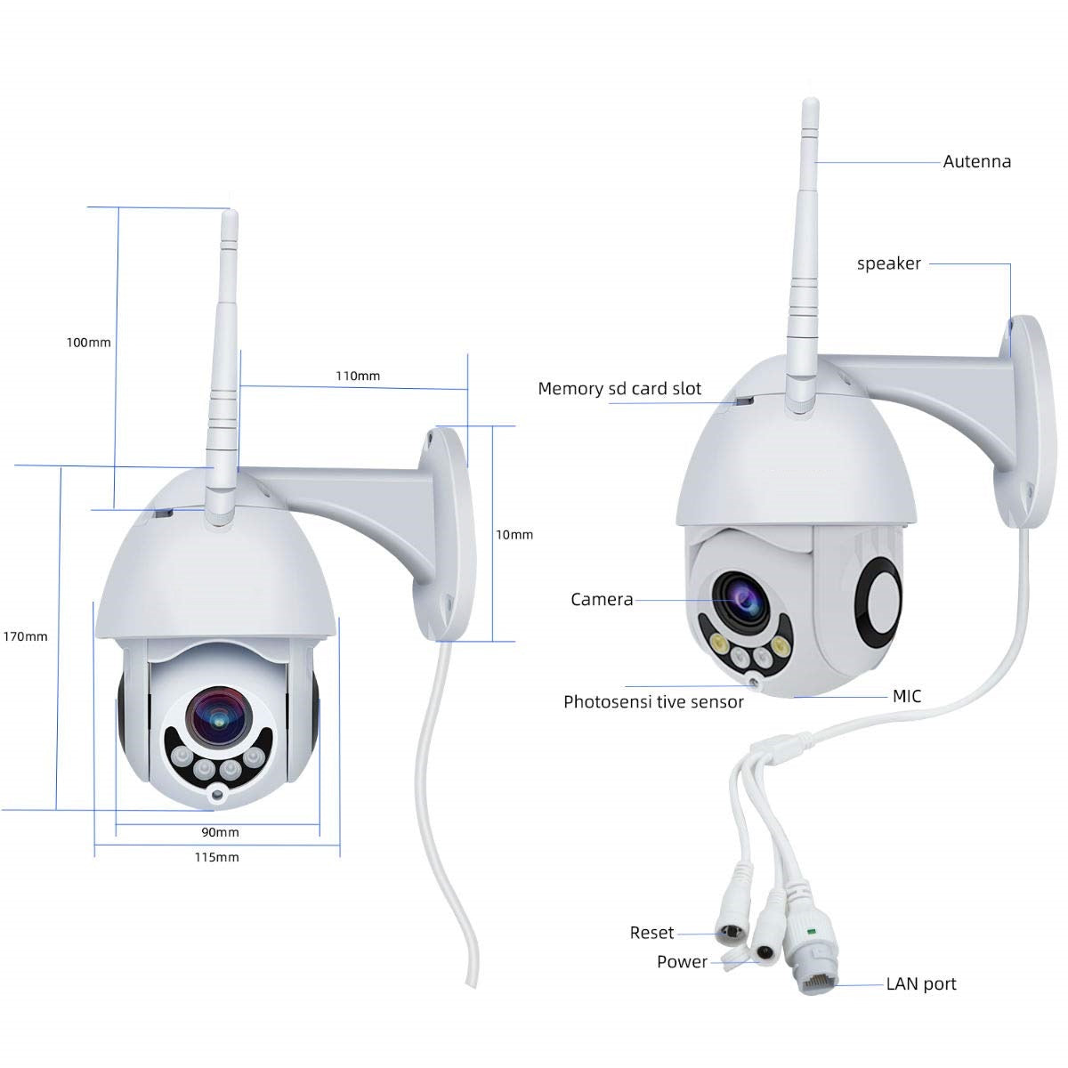 Skorter | PTZ WiFi Security Camera Includes 32GB Micro SD Card
