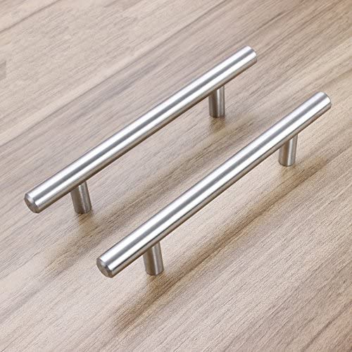 Skorter | Brushed Nickel Modern Stainless Steel Drawer Hardware T-Bar Handles
