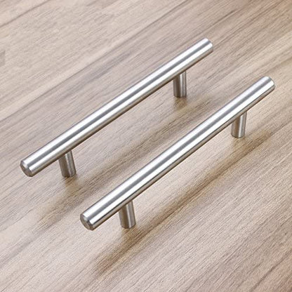 Skorter | Brushed Nickel Modern Stainless Steel Drawer Hardware T-Bar Handles