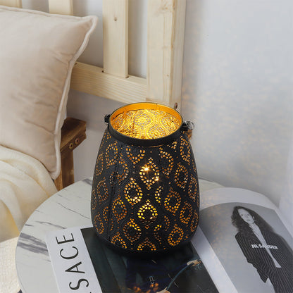Skorter | Moroccan Style Black Metal Battery Operated Table Lamp - Cordless Lamp